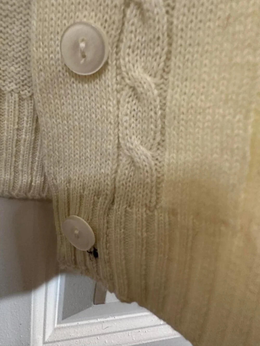 Turtle Bay Ivory Cream Cable Knit Button Front Cardigan Sweater L - Picture 4 of 6